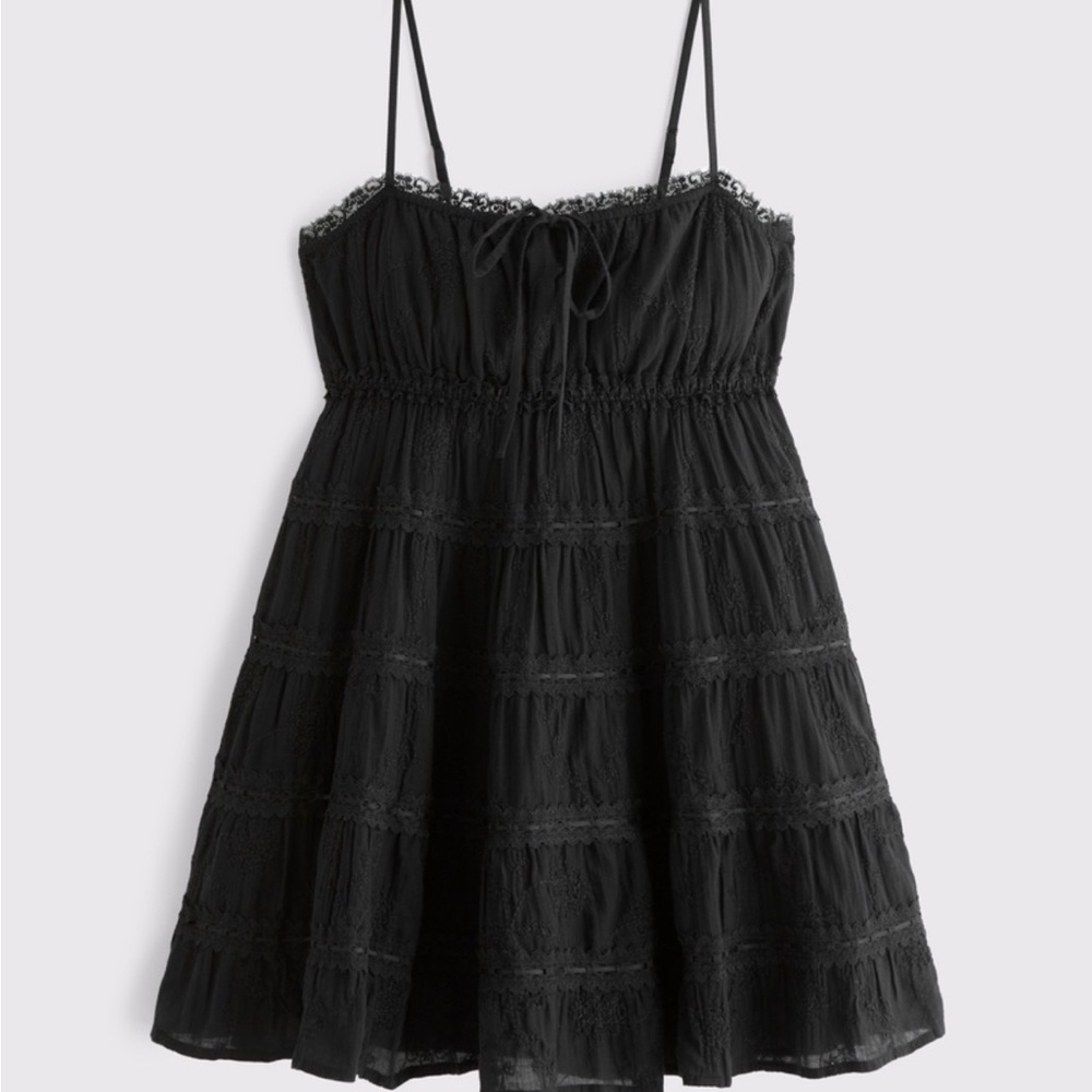NWT Abercrombie & Fitch Black Lace-Trim Mini Dress